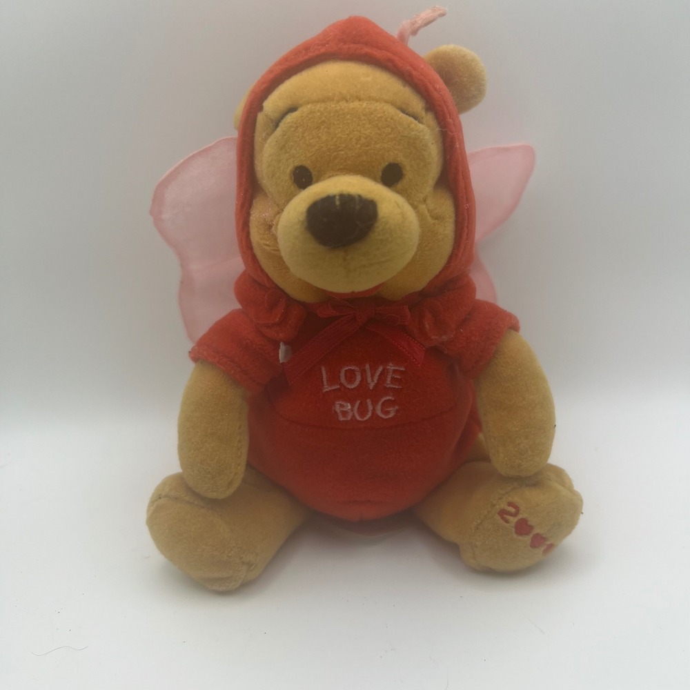Disney Store Winnie the Pooh Love Bug Plush 2004 Valentine Ladybug 8 Inch Toy